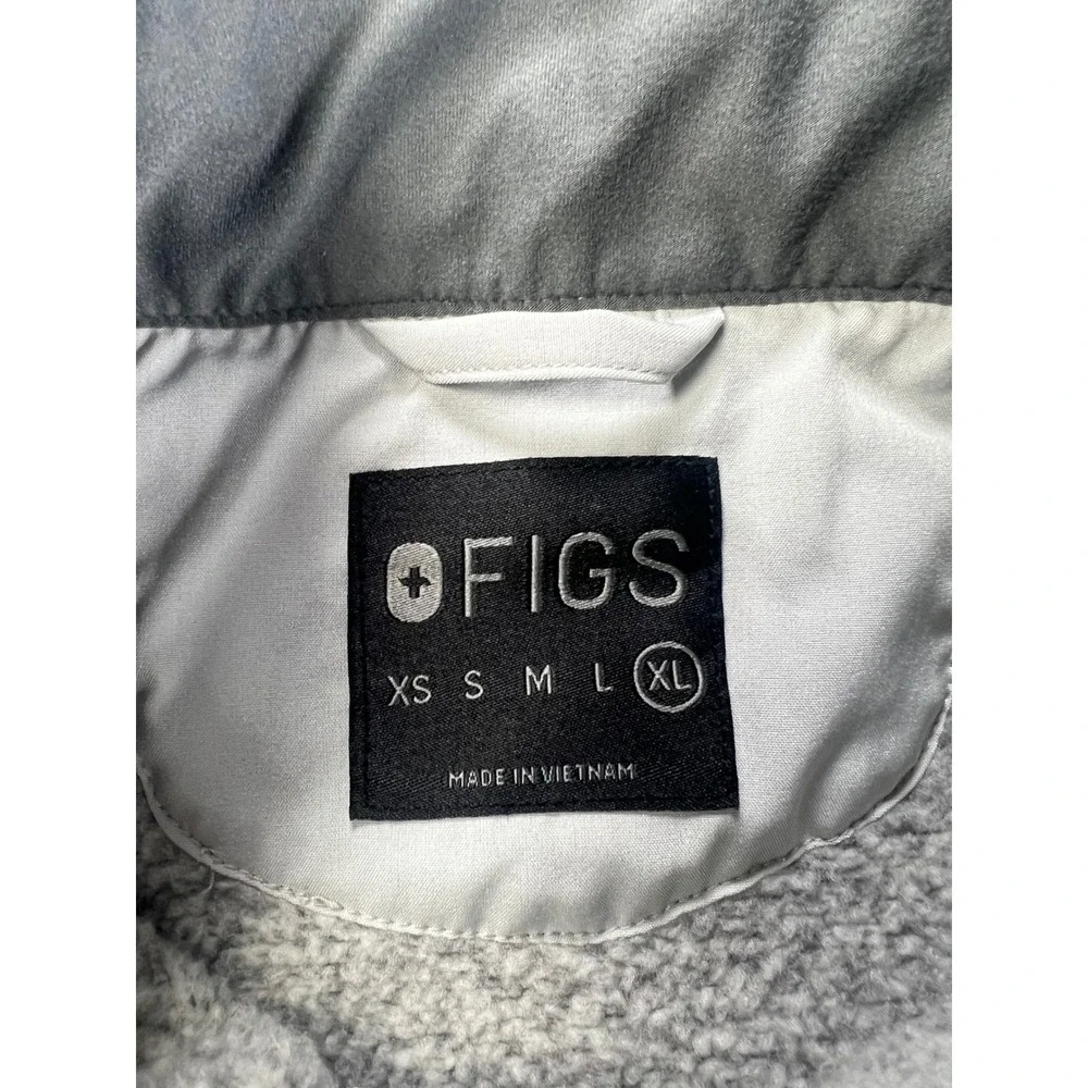 FIGS Fleece Jacket Mens XL Gray Full Zip Heathered OtoSet Embroidered Mock Neck - Picture 3 of 6